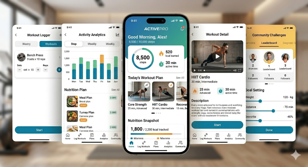 Fitness App UI/UX Mockup